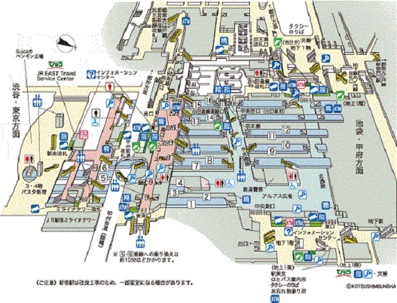 JR新宿駅の構内図